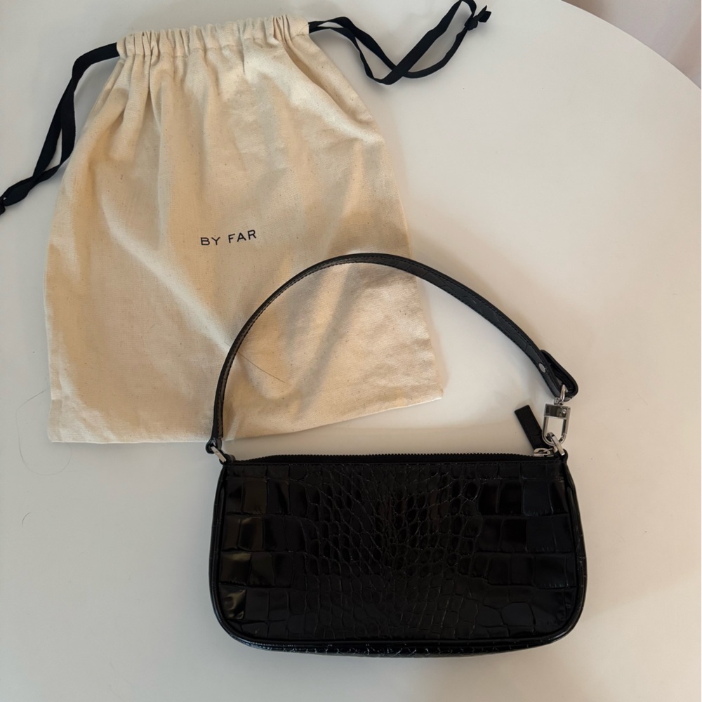 BY FAR Black Croc-Embossed Women's Bag